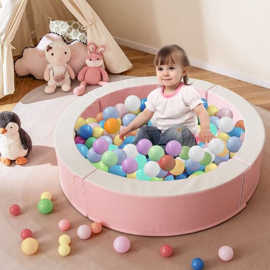 Detachable Foam Ball Pit with 50 Colorful Ocean Balls-Pink-0