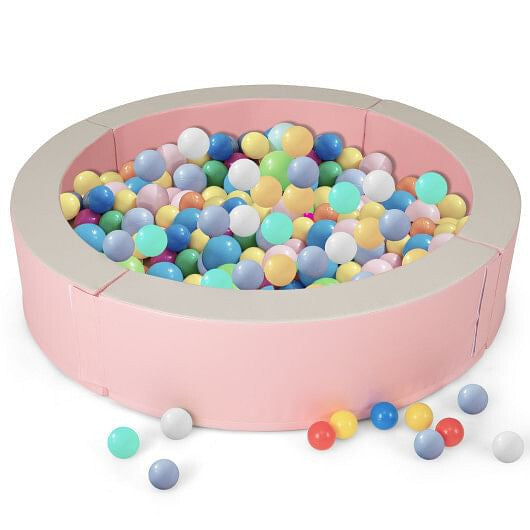 Detachable Foam Ball Pit with 50 Colorful Ocean Balls-Pink-4