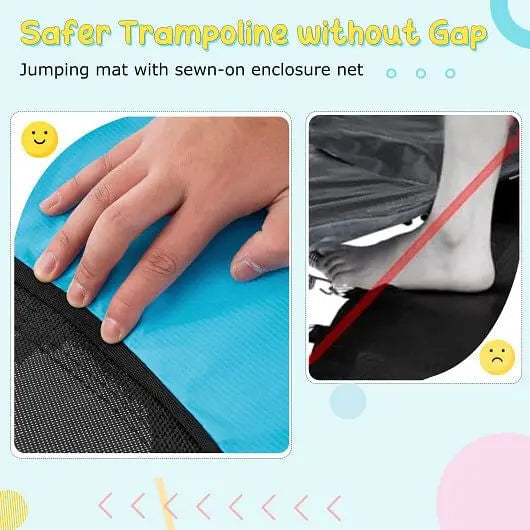 55 Inch Trampoline for Kids Toddler Mini Trampoline with Safety Enclosure Net-Blue-3