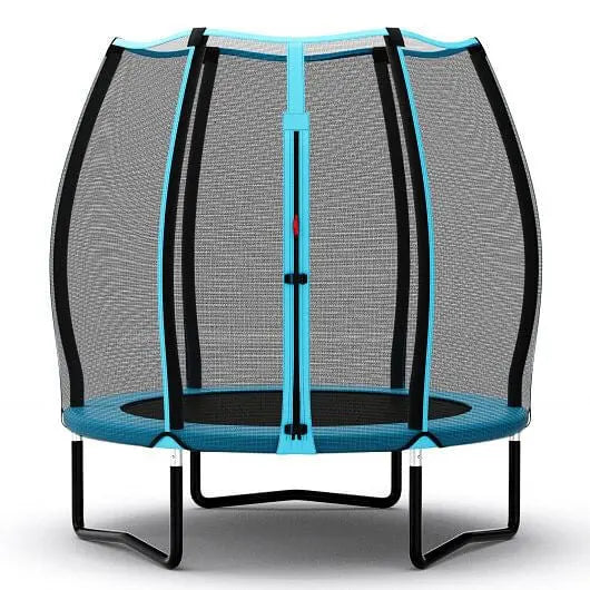 55 Inch Trampoline for Kids Toddler Mini Trampoline with Safety Enclosure Net-Blue-4