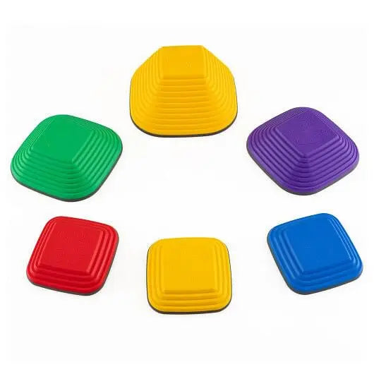 6 Pieces Kids Stepping Stone Square Balance Blocks Indoor Outdoor-Multicolor-4