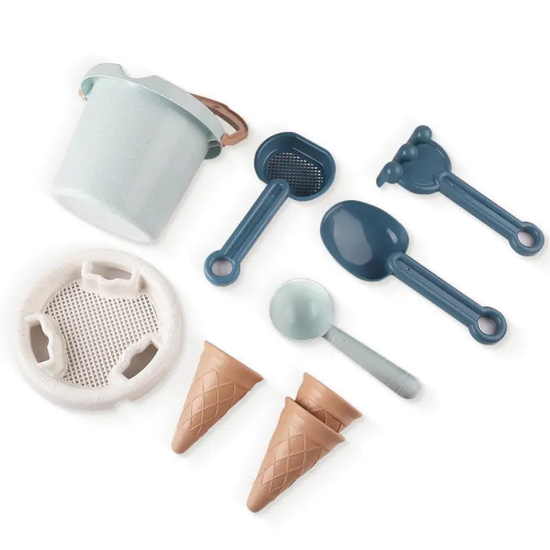 Children’s Beach Toy Set Thickened Wheat Straw Sand & Water Bucket Kit-0