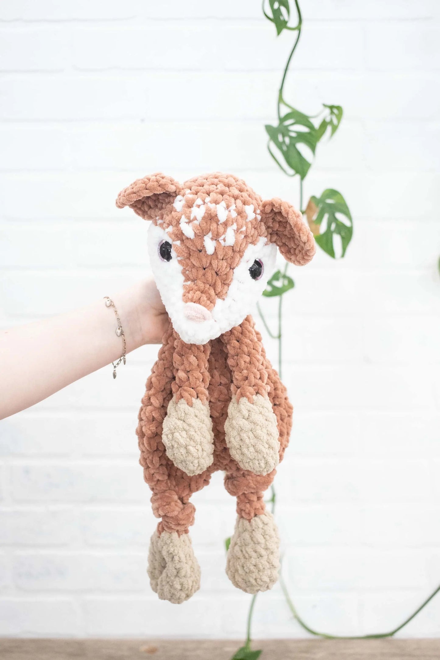 Deer Lovey, Baby Deer Stuffed Animal, Crochet Fawn Snuggler-4