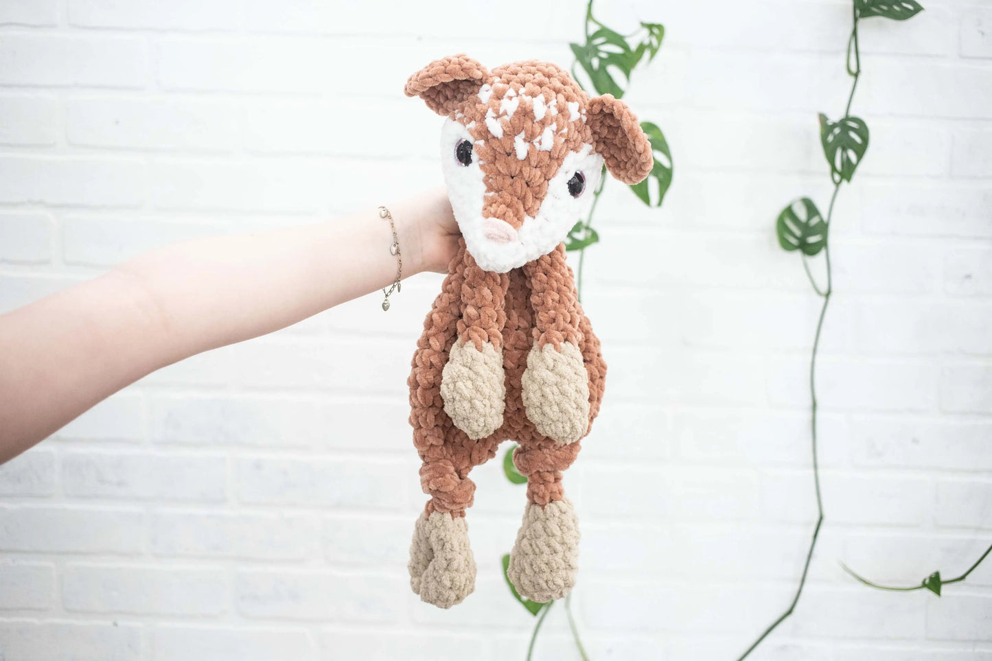 Deer Lovey, Baby Deer Stuffed Animal, Crochet Fawn Snuggler-2