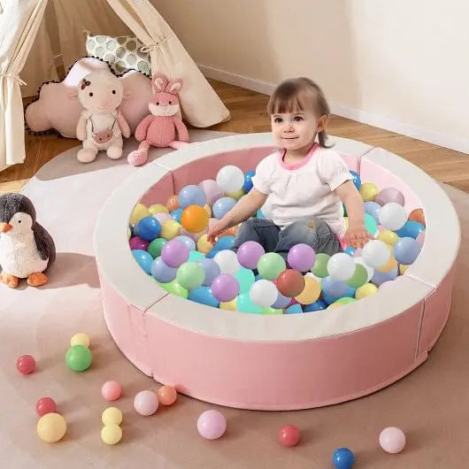 Detachable Foam Ball Pit with 50 Colorful Ocean Balls-Pink-0