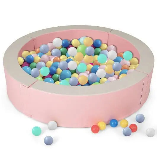 Detachable Foam Ball Pit with 50 Colorful Ocean Balls-Pink-4