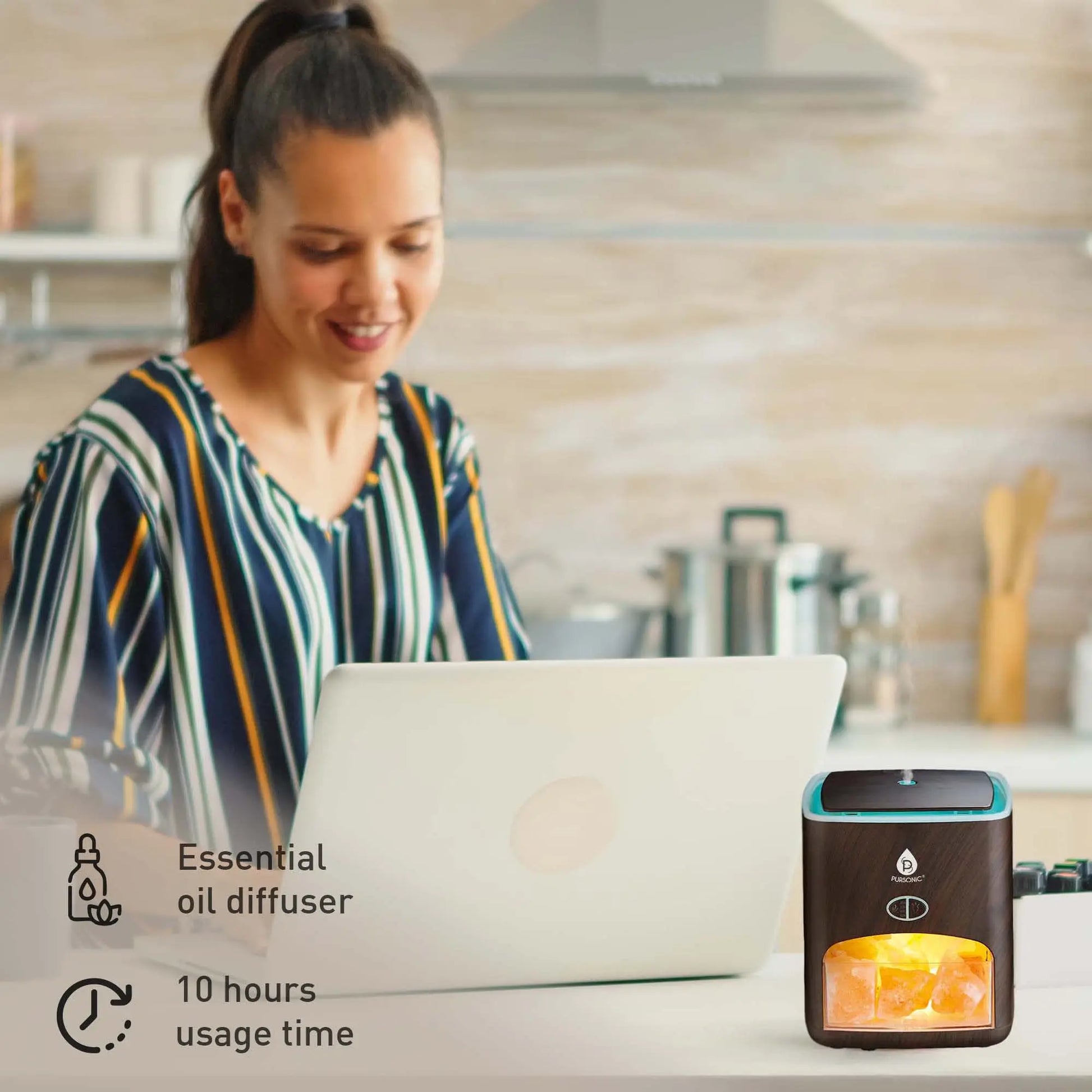 Pursonic Himalayan Salt Lamp & Aromatherapy Diffuser Wellness Set-1