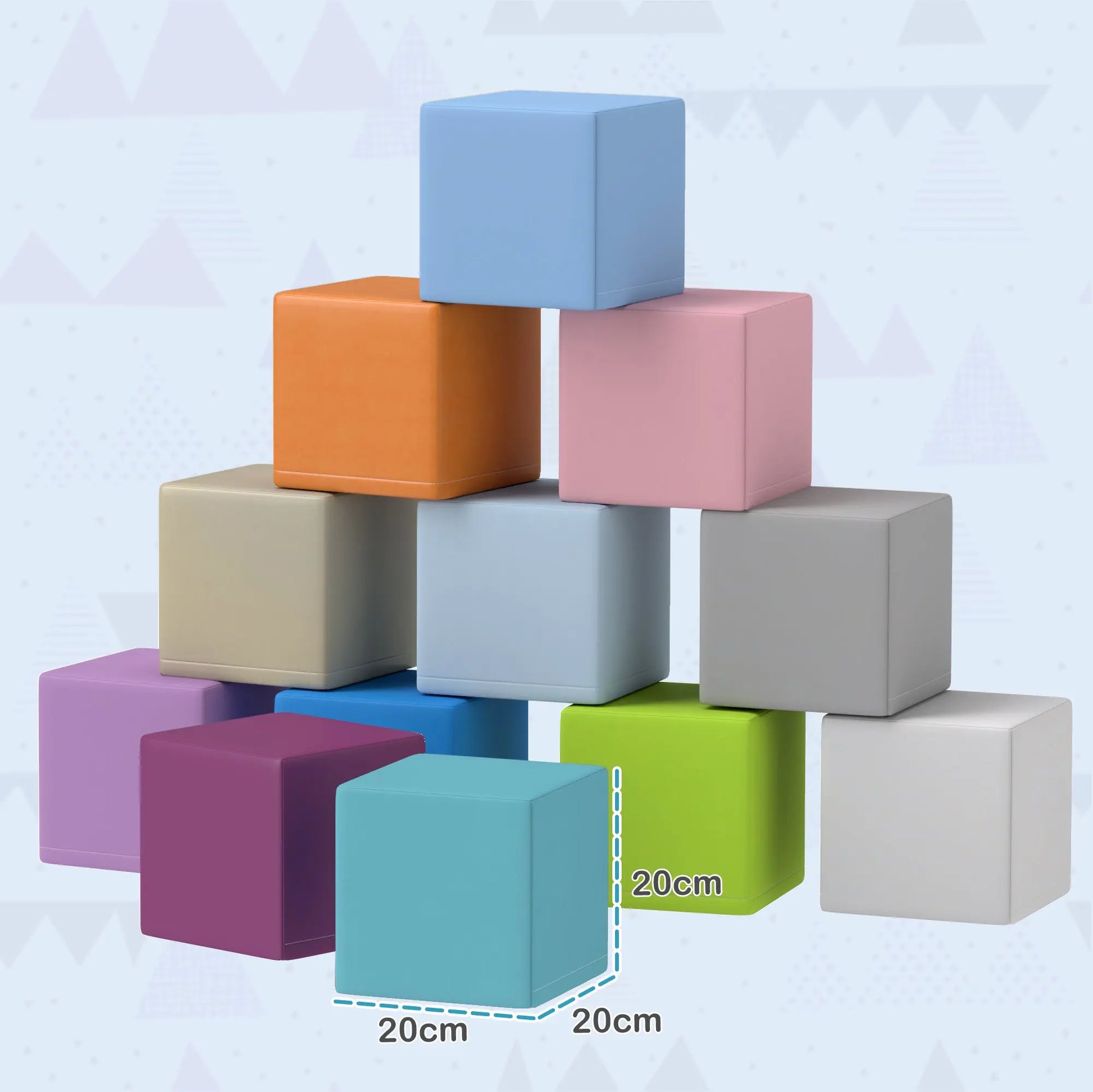 HOMCOM 12 PCs Soft Play Blocks, Soft Foam Toy, Building and Stacking Blocks for Kids, Multicoloured-1