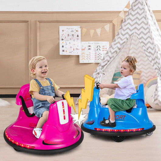 12V Kids Ride On Bumper Car with Remote Control Lights and Music-Blue-0