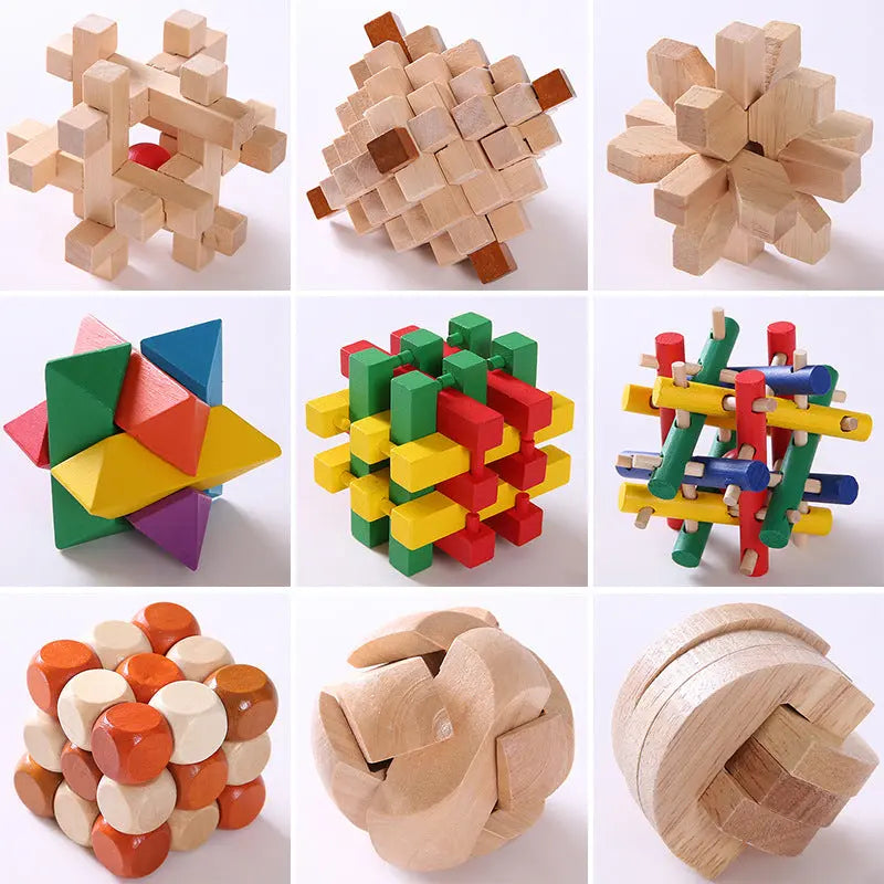 Educational Wood Lock Puzzle Set for Kids-0