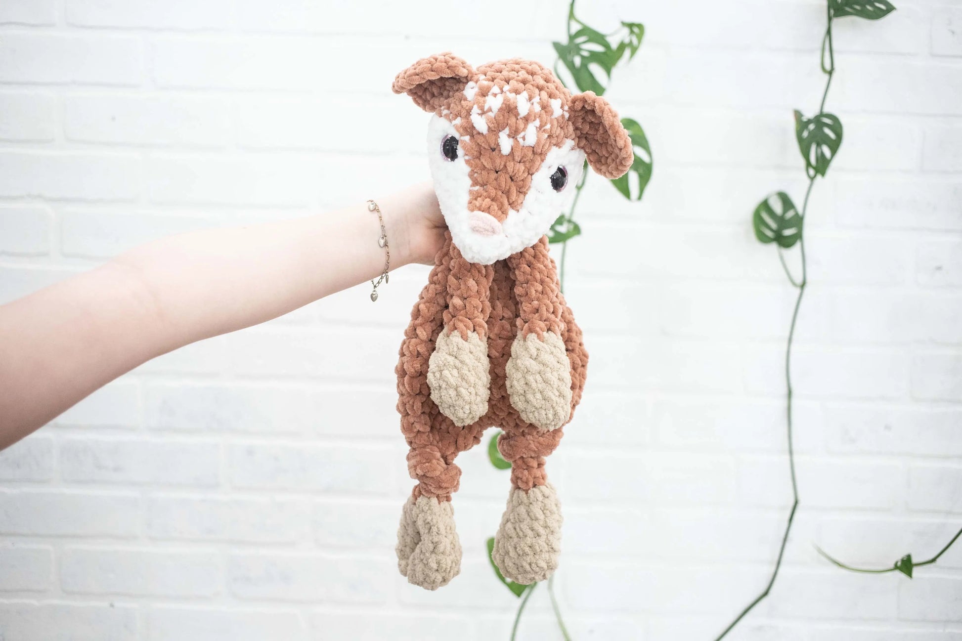 Deer Lovey, Baby Deer Stuffed Animal, Crochet Fawn Snuggler-2
