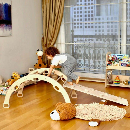 Climbing Arch with Rockwall Ramp and Star Pillow Set | Montessori Toys Set-0